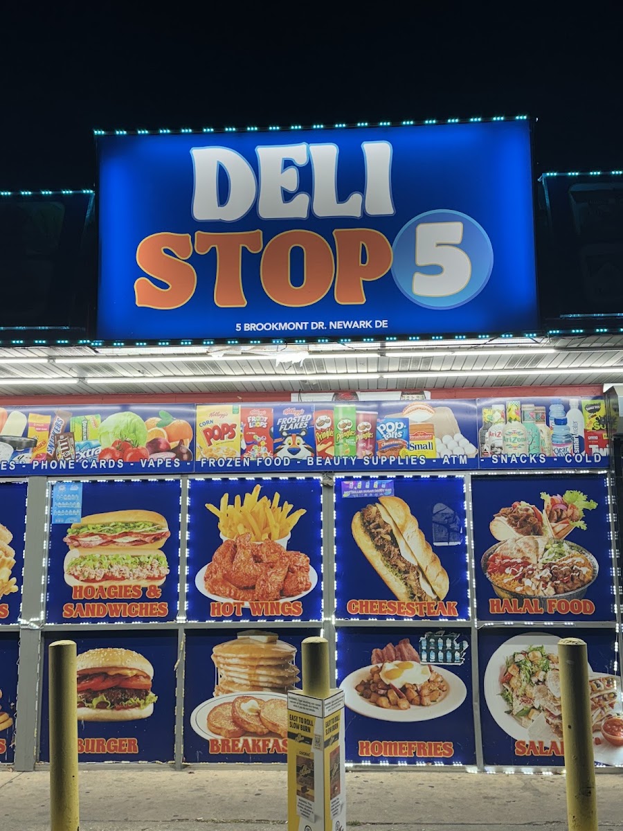 Wewe Halal and smoke shop menu board