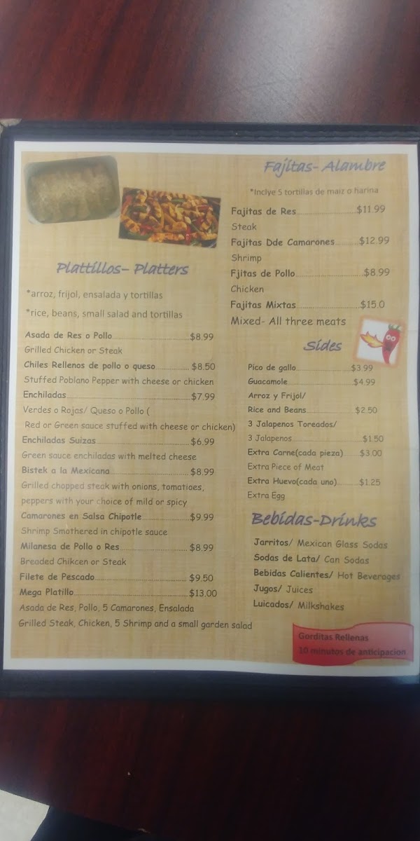 Lucy's Mexican Restaurant menu board