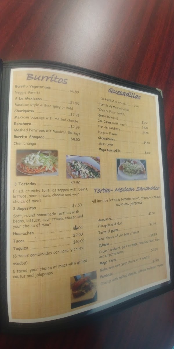 Lucy's Mexican Restaurant menu board