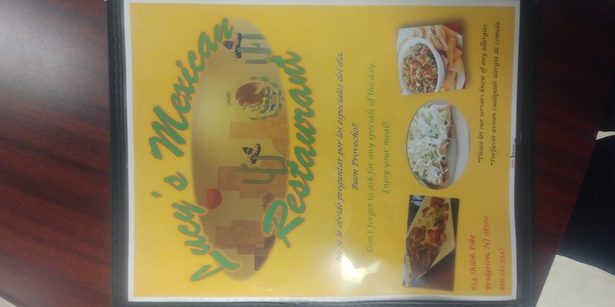 Lucy's Mexican Restaurant menu board