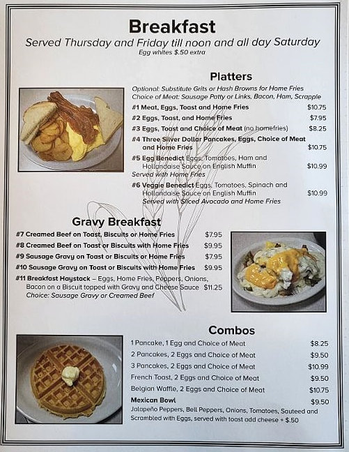 My Father’s Place Restaurant menu board