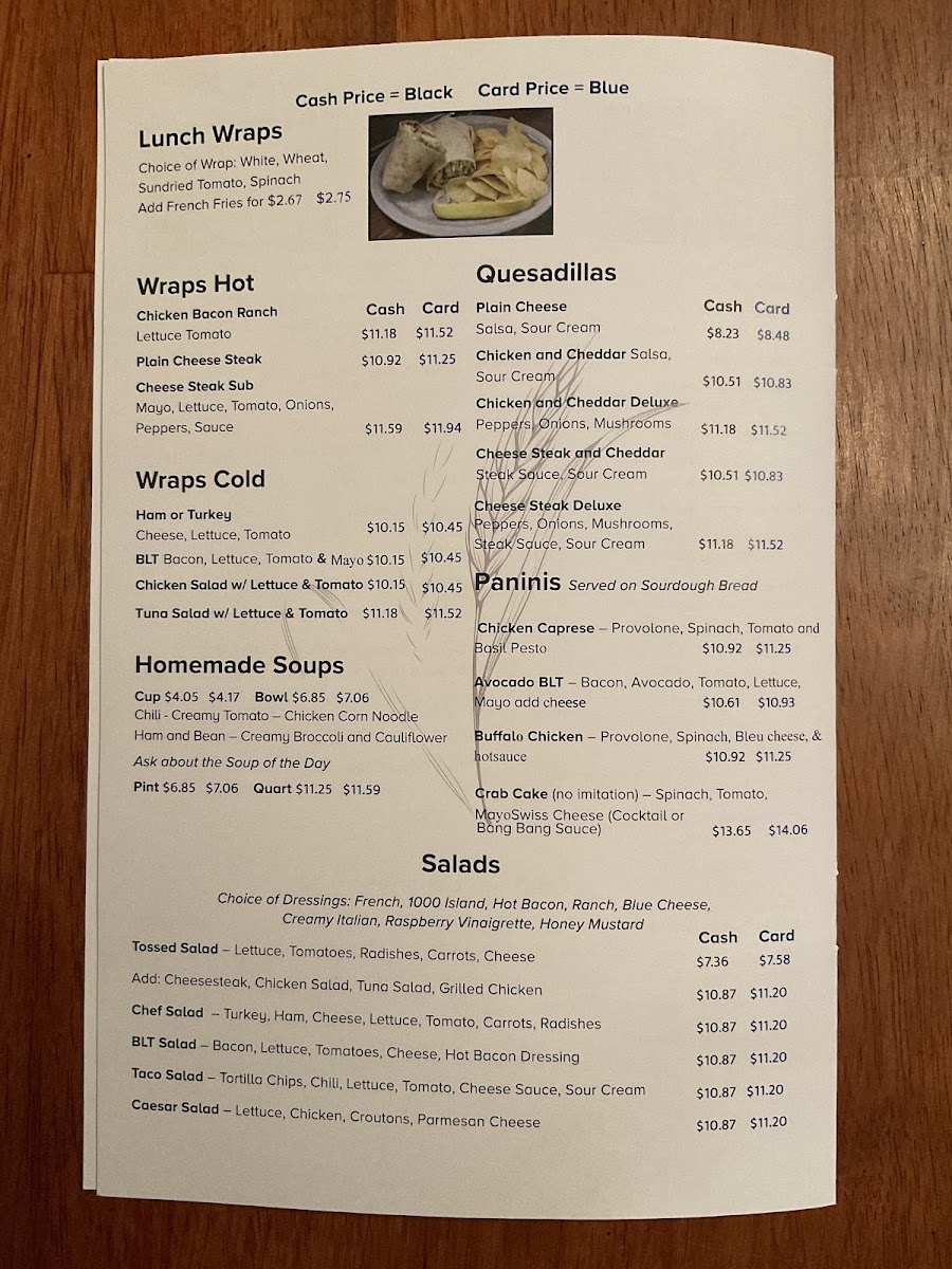 My Father’s Place Restaurant menu board
