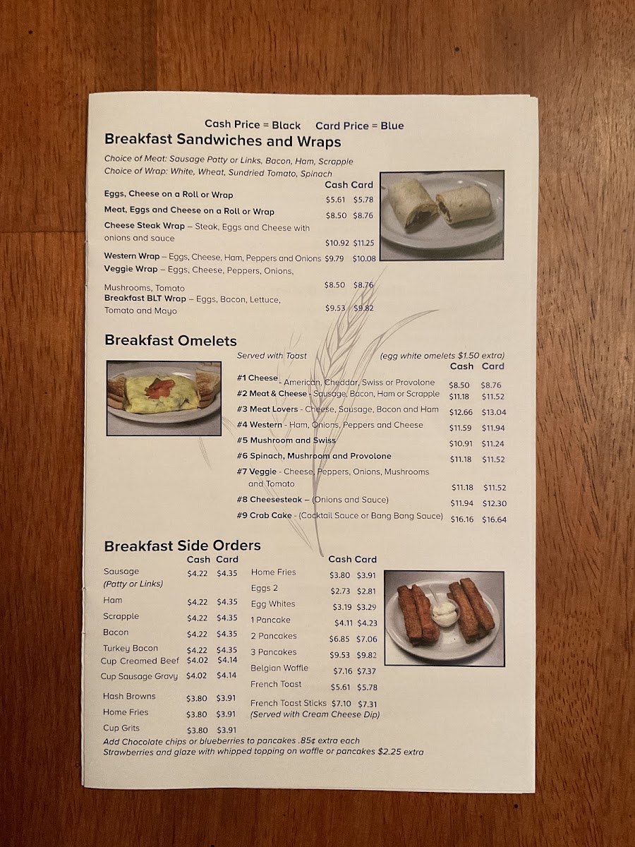 My Father’s Place Restaurant menu board