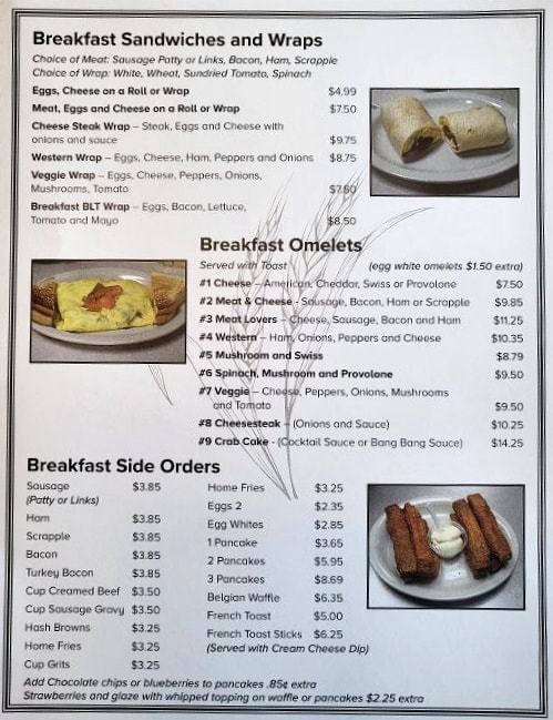 My Father’s Place Restaurant menu board
