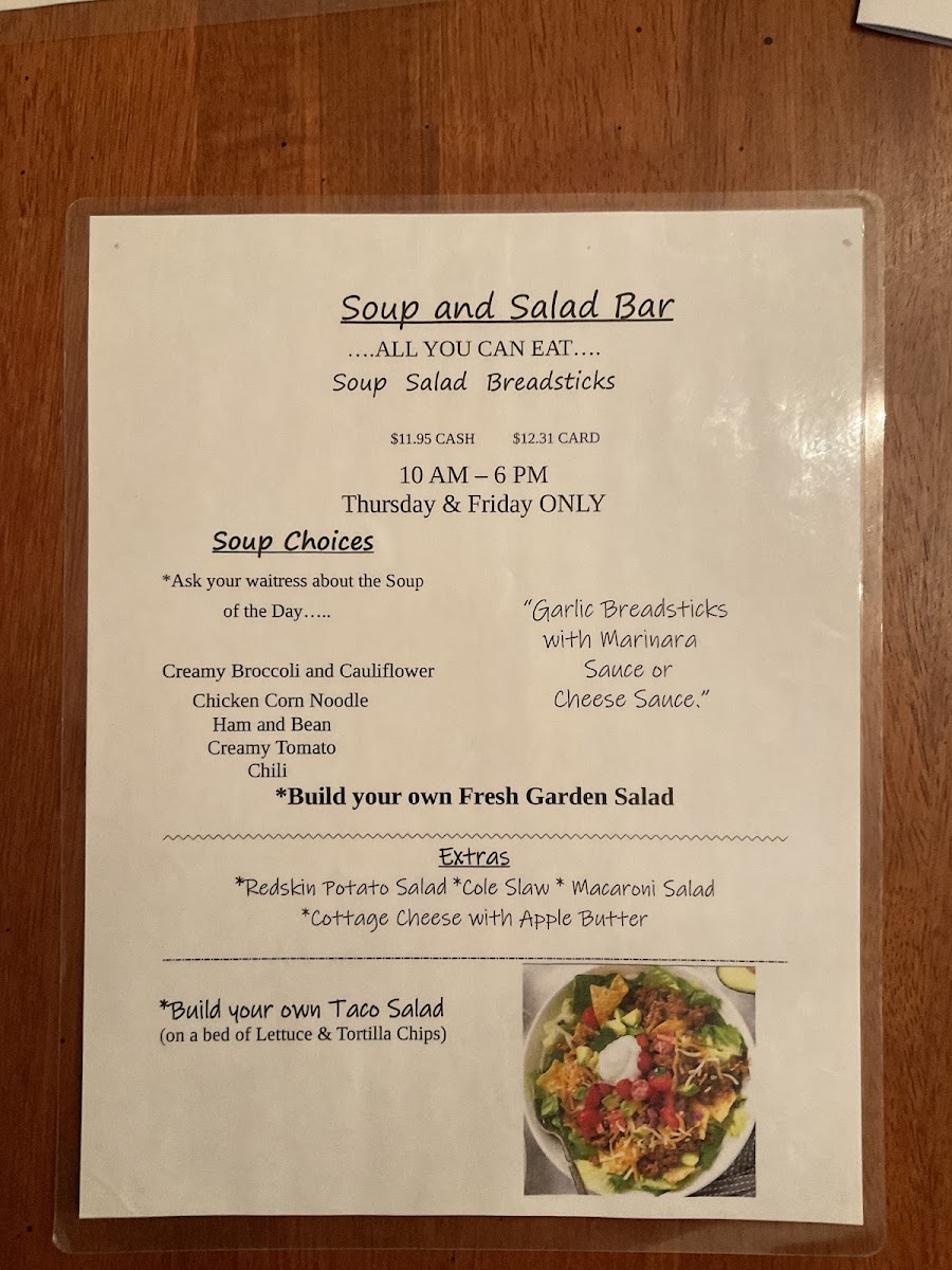 My Father’s Place Restaurant menu board