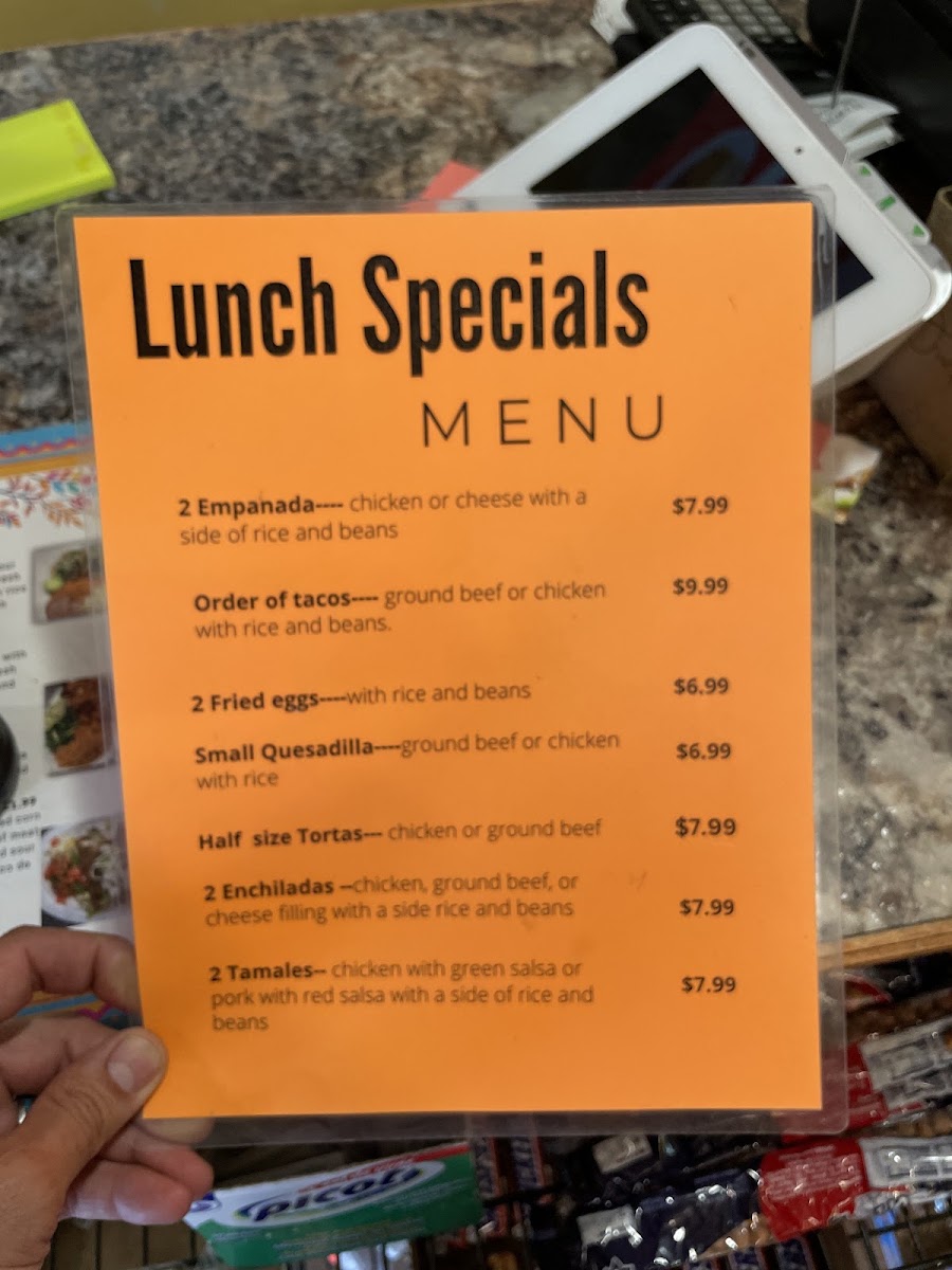 El Mirasol-Mexican Grill and Store menu board