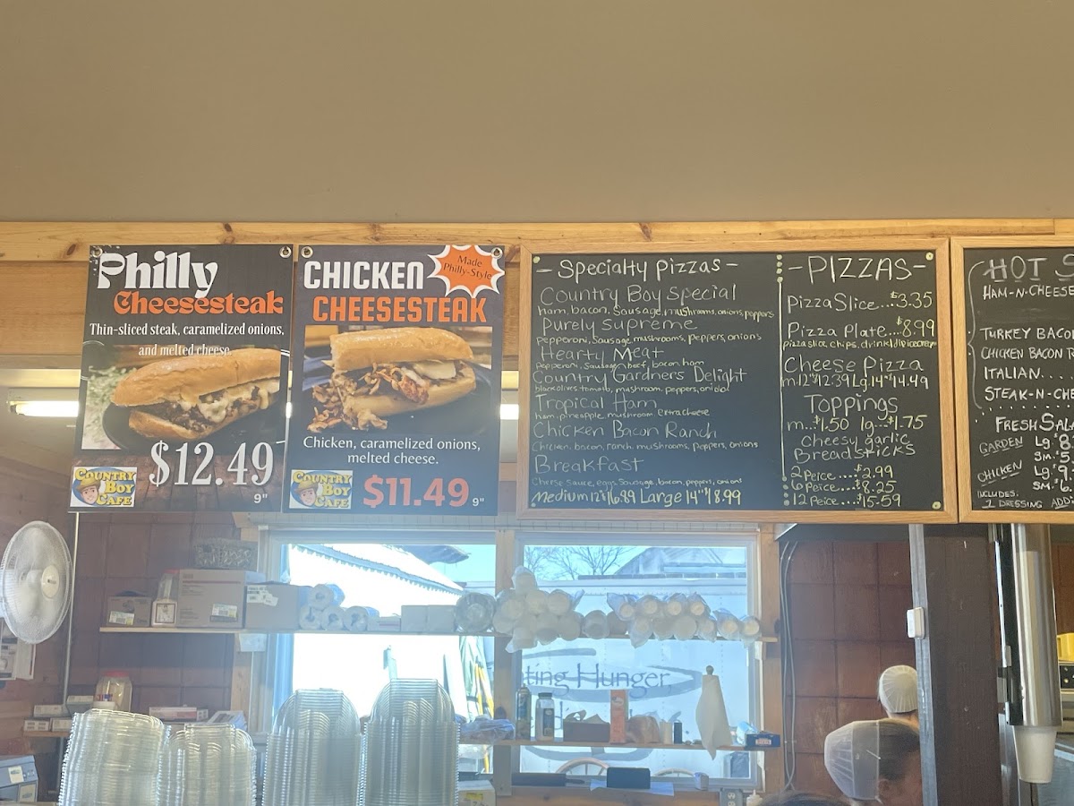 Country Boy Cafe menu board
