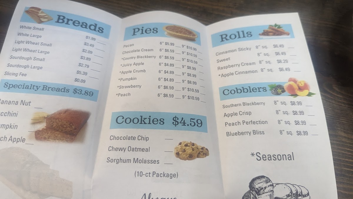 Country Boy Cafe menu board
