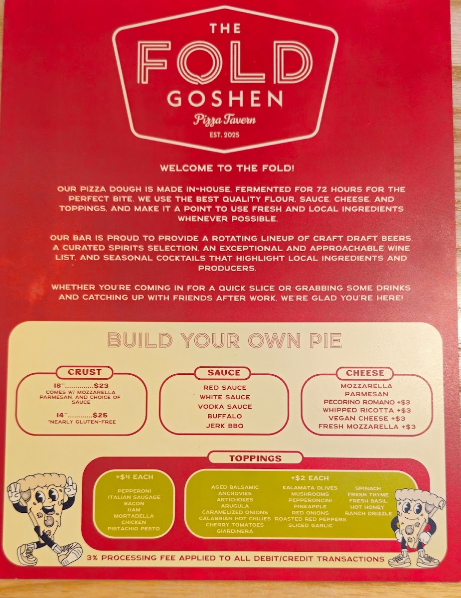 The Fold Goshen menu board
