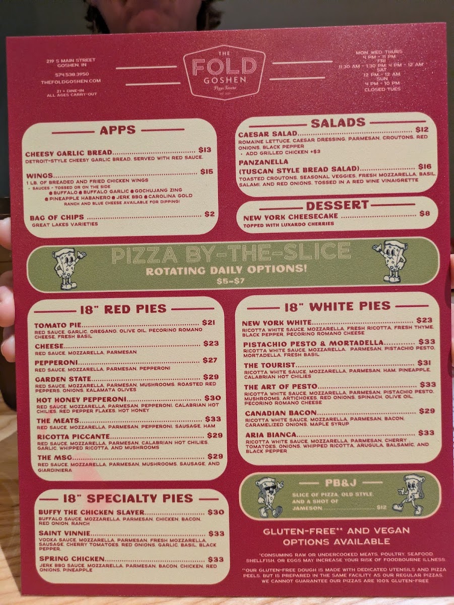 The Fold Goshen menu board