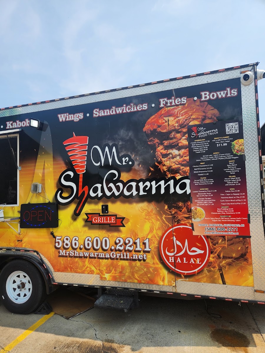 Mr.Shawarma Food Truck menu board