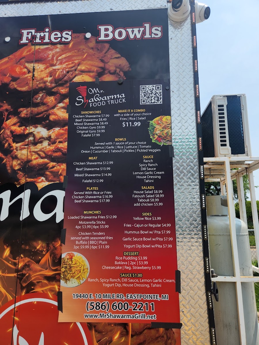 Mr.Shawarma Food Truck menu board