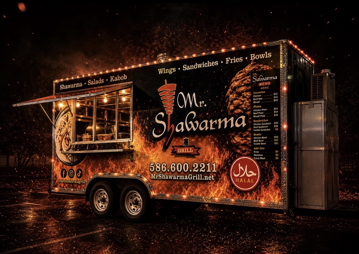 Mr.Shawarma Food Truck menu board