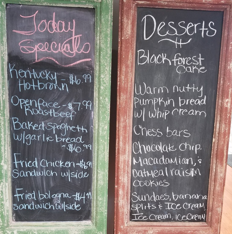The Cafe at Swope Toyota menu board