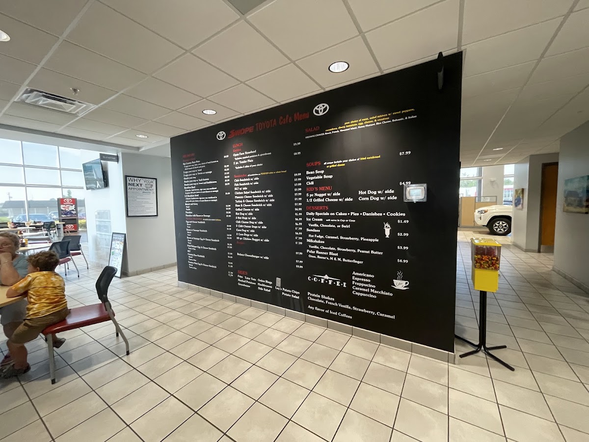 The Cafe at Swope Toyota menu board
