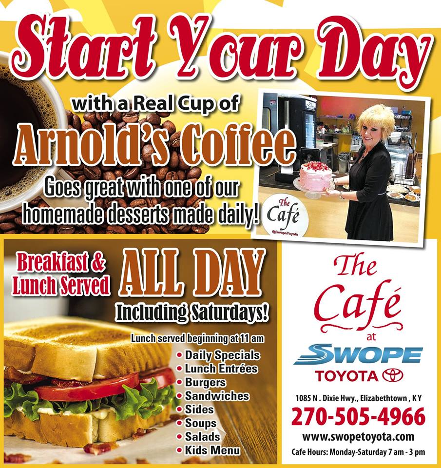 The Cafe at Swope Toyota menu board