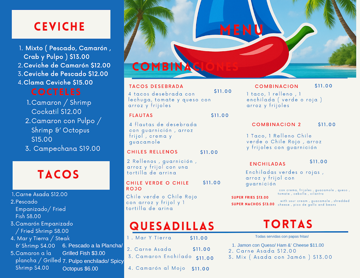 Mar y tierra menu board