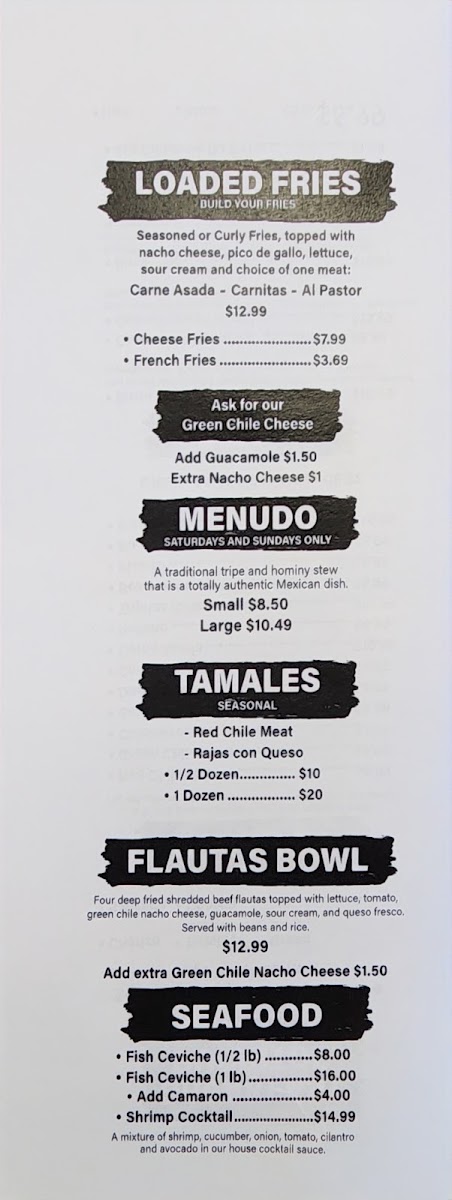 Chavira's Market menu board