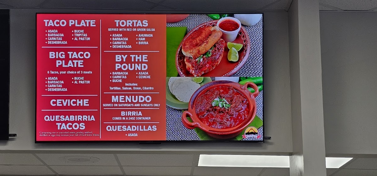 Chavira's Market menu board