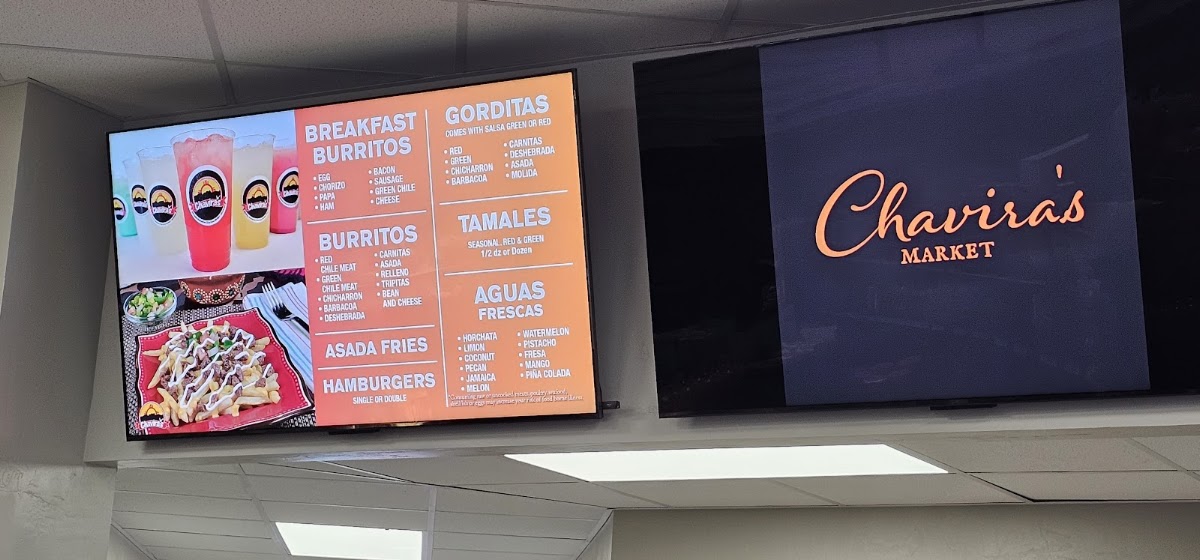 Chavira's Market menu board
