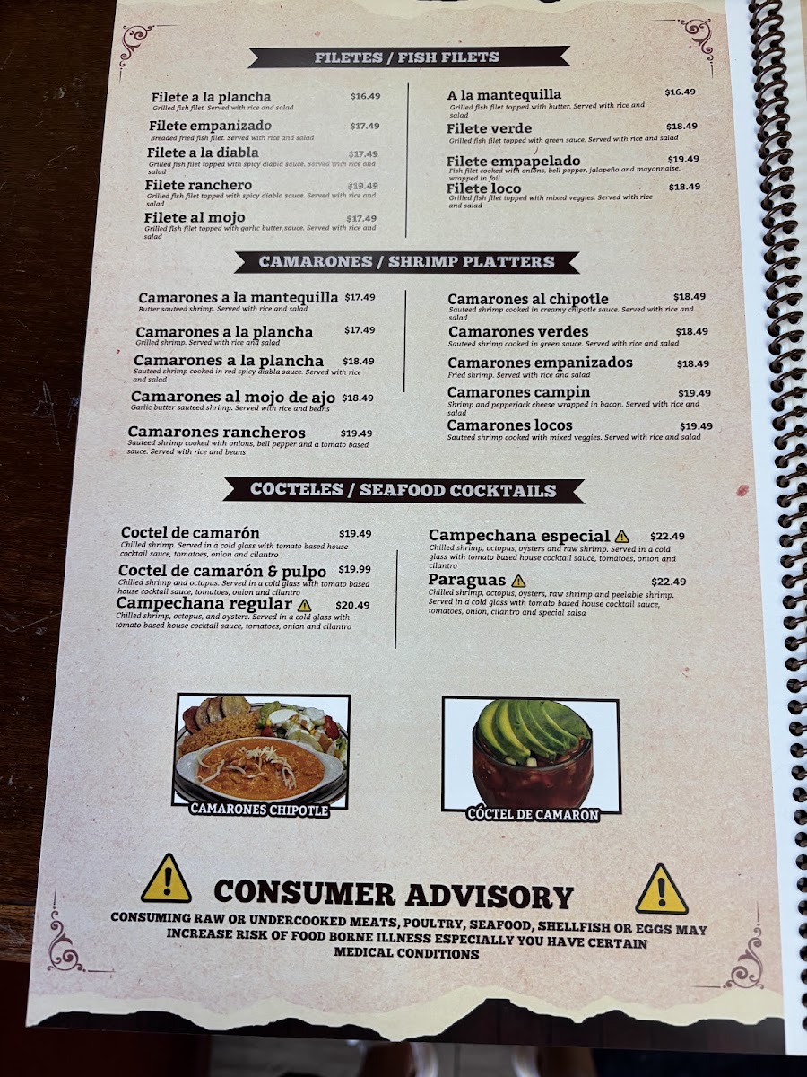 El Cuervero Mexican Restaurant menu board