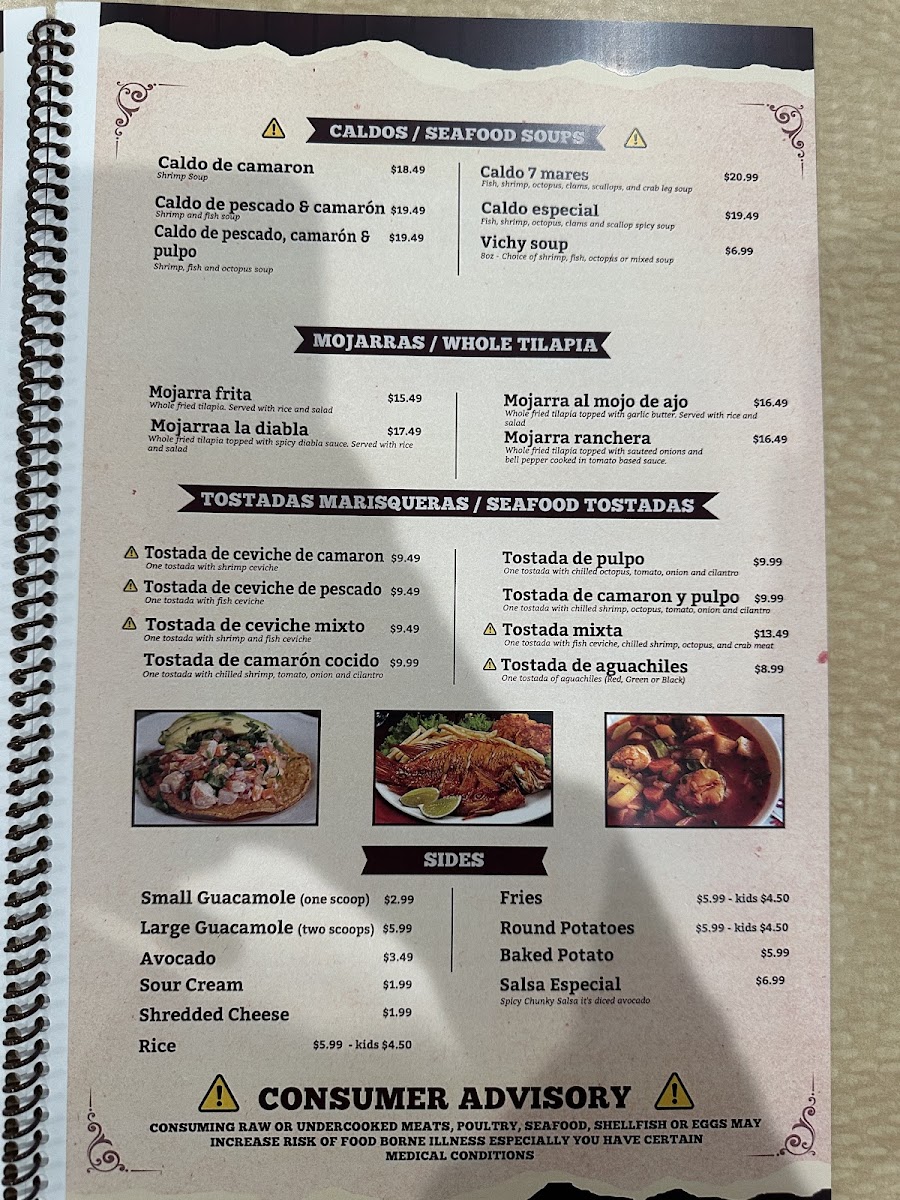 El Cuervero Mexican Restaurant menu board