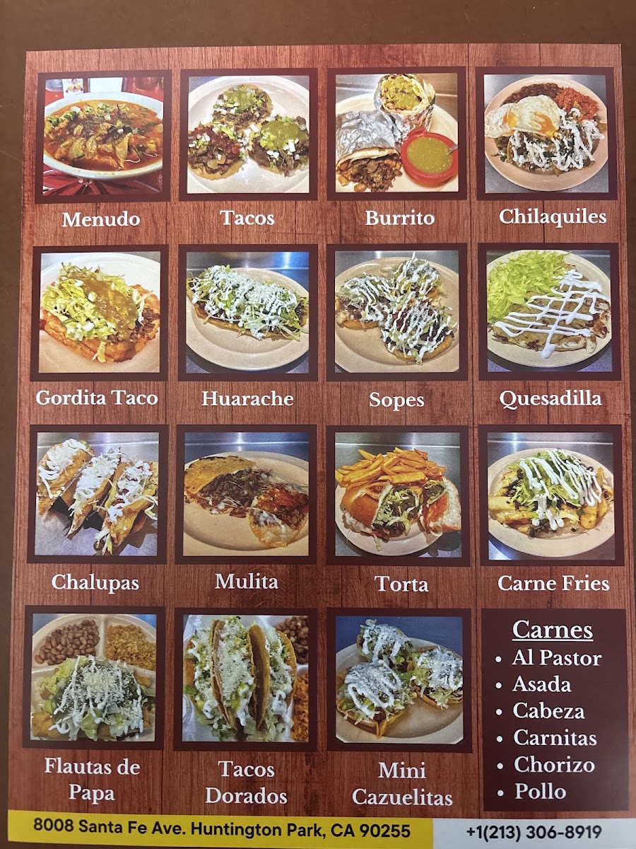 Vamos Tacos menu board