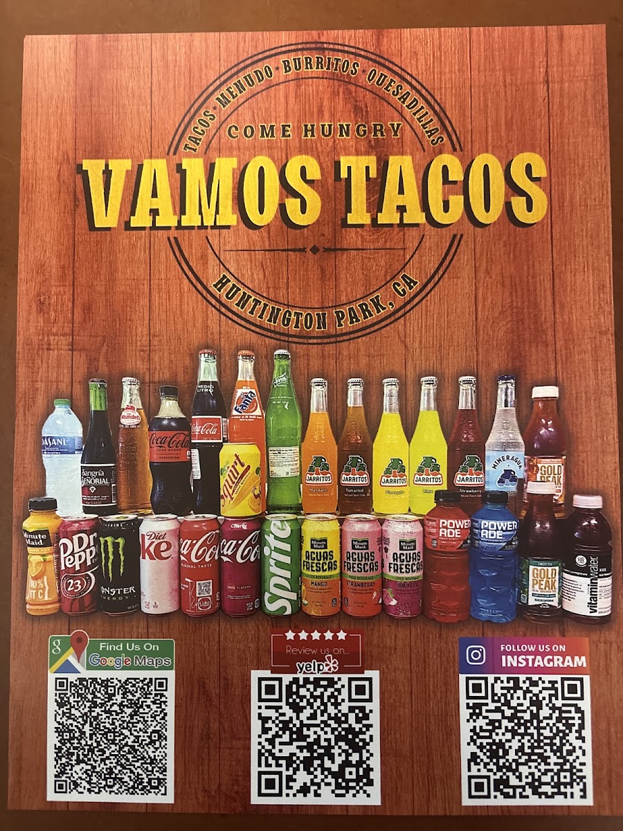 Vamos Tacos menu board