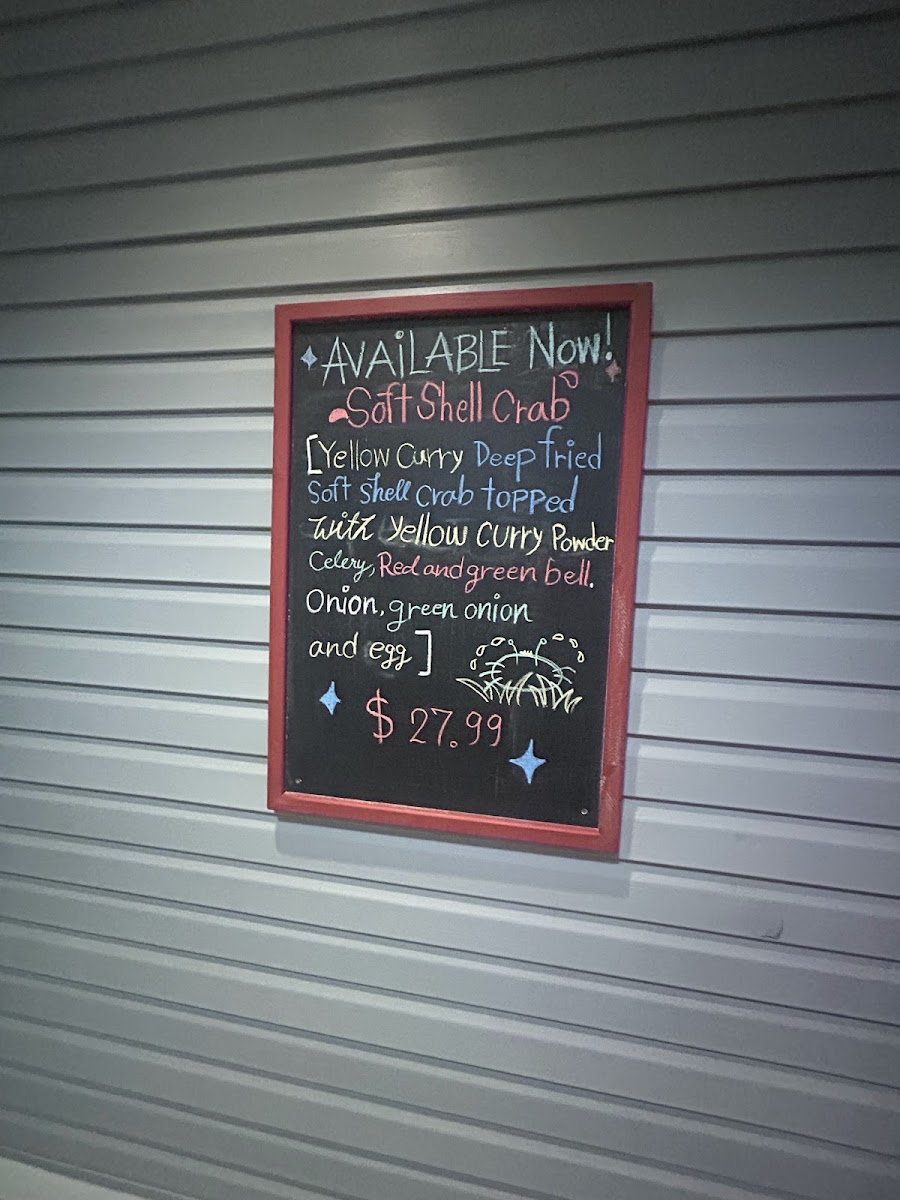 Racha thai cuisine Virginia Beach menu board