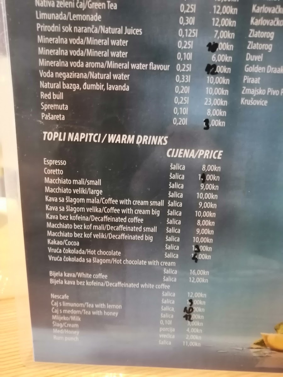 Barney's Caffe menu board