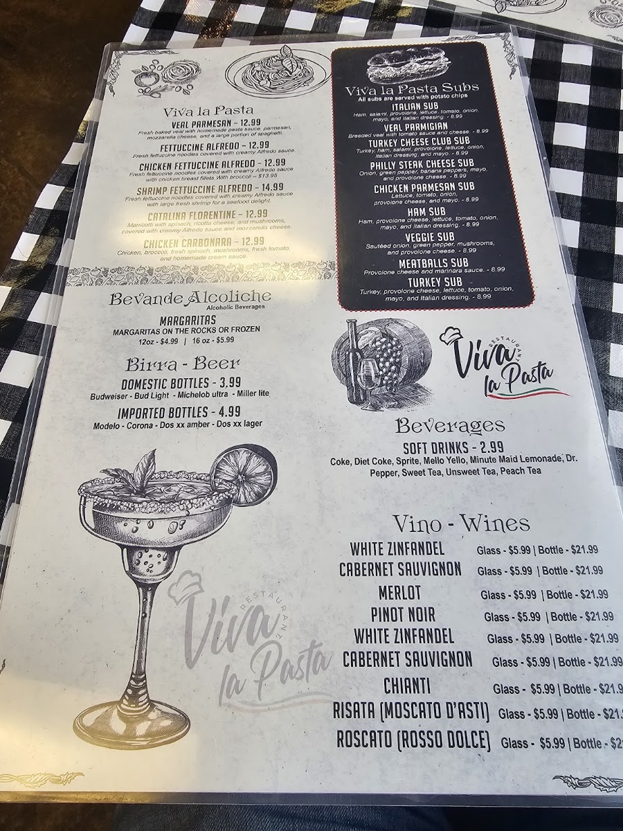 Viva La Pasta menu board