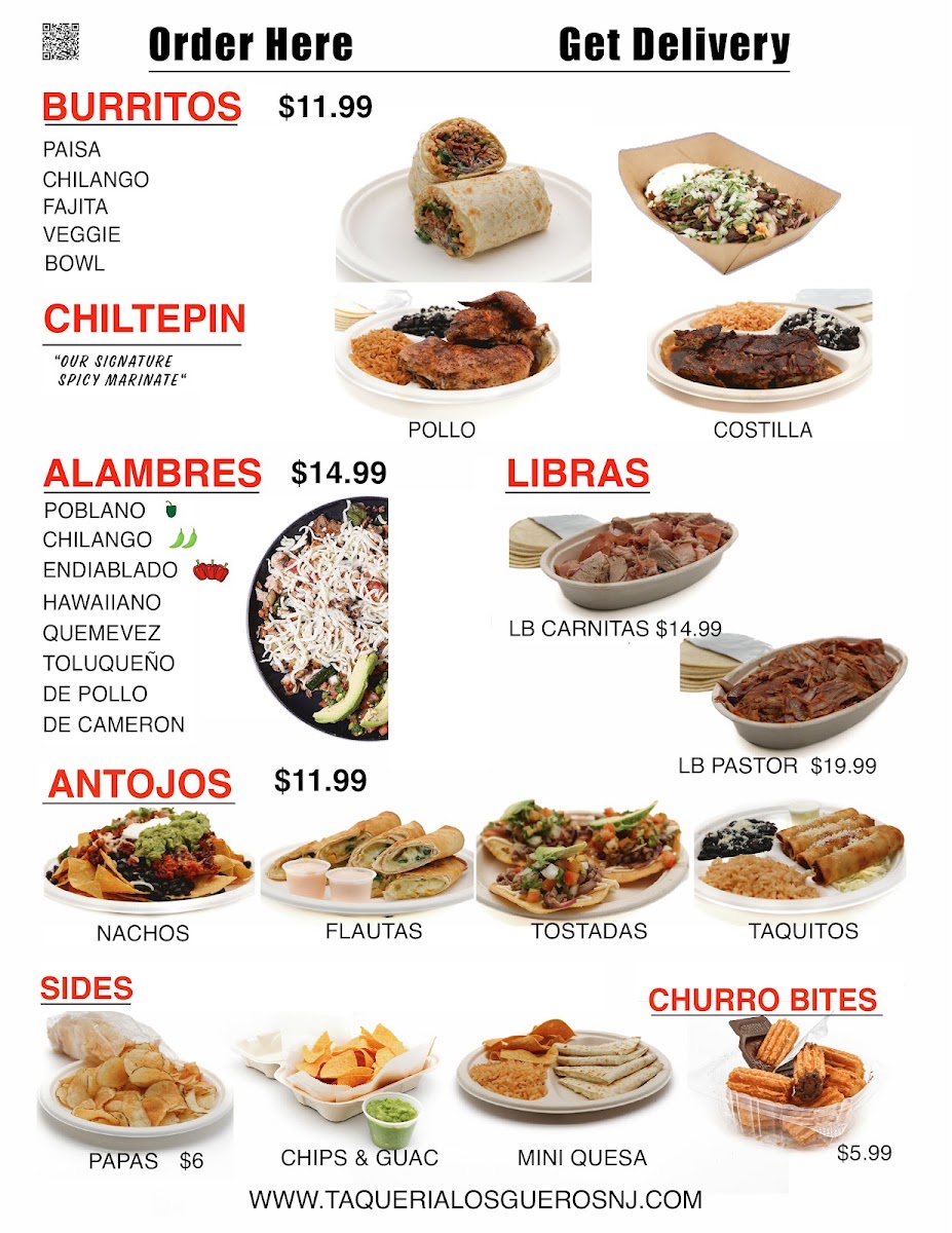 Taqueria Los Güeros menu board