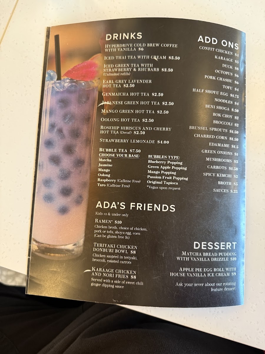 Ampersand Asian Supper Club menu board