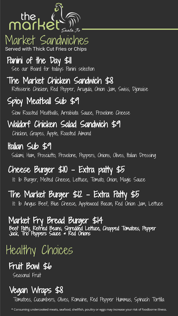 The Market menu board