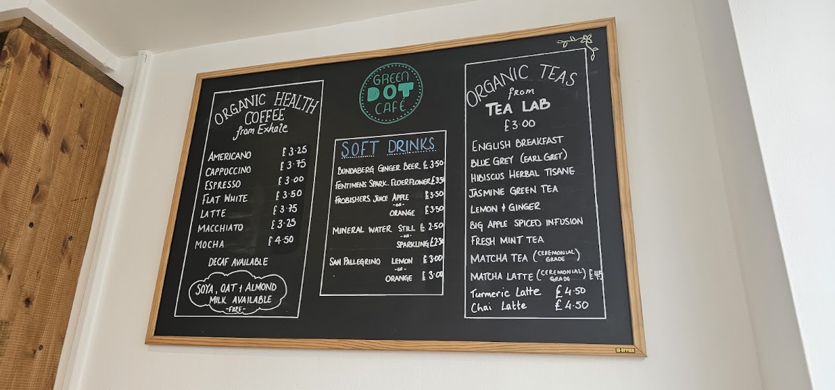Green Dot Café menu board
