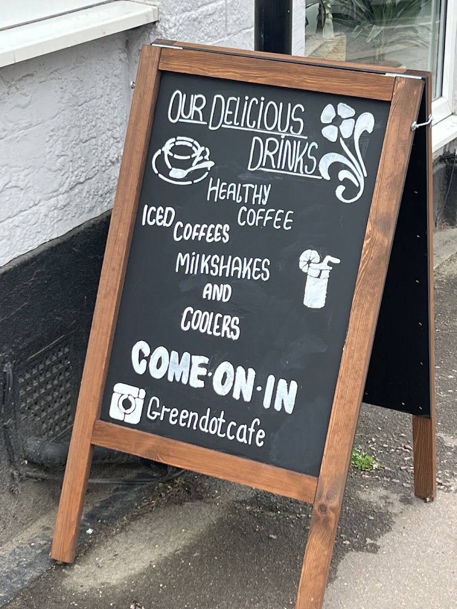 Green Dot Café menu board