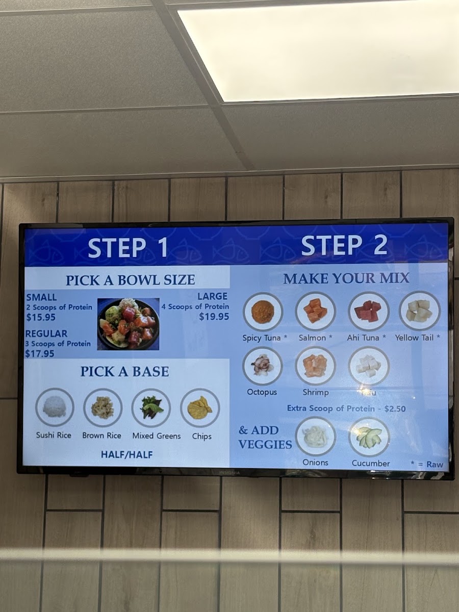 Poki Bowl menu board