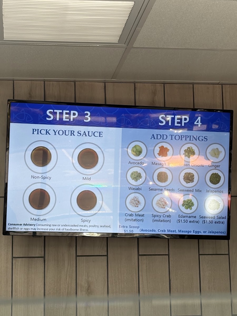Poki Bowl menu board