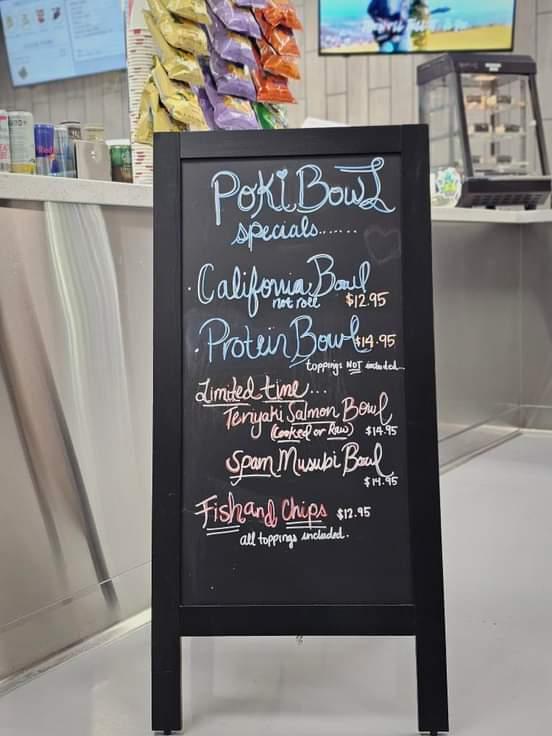 Poki Bowl menu board