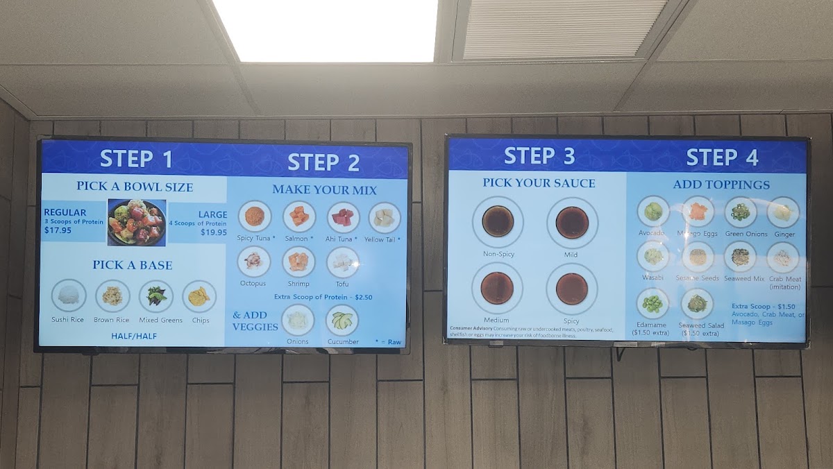 Poki Bowl menu board