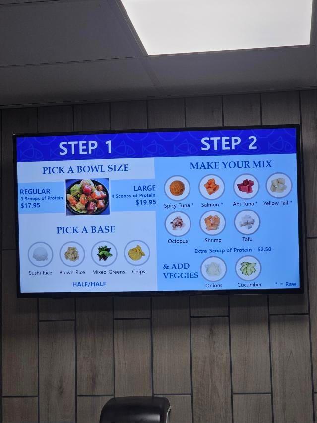 Poki Bowl menu board