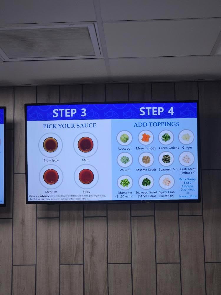 Poki Bowl menu board