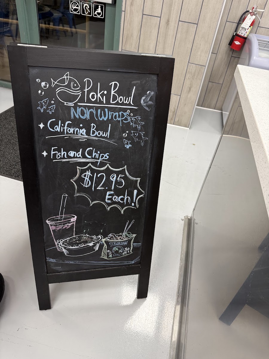 Poki Bowl menu board