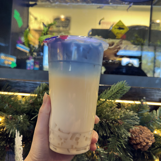 Blue Moon Milk Tea w Lychee Jelly