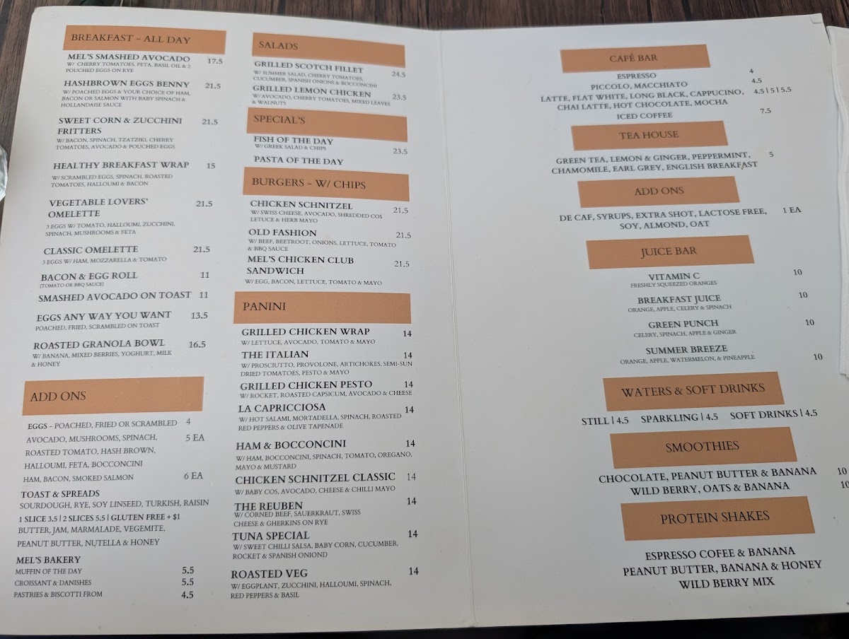 Mel’s Kitchen menu board