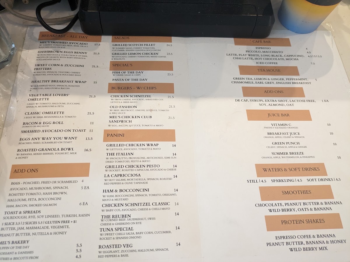 Mel’s Kitchen menu board