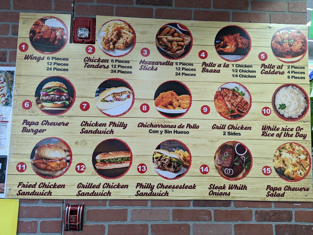 Papa Chevere menu board