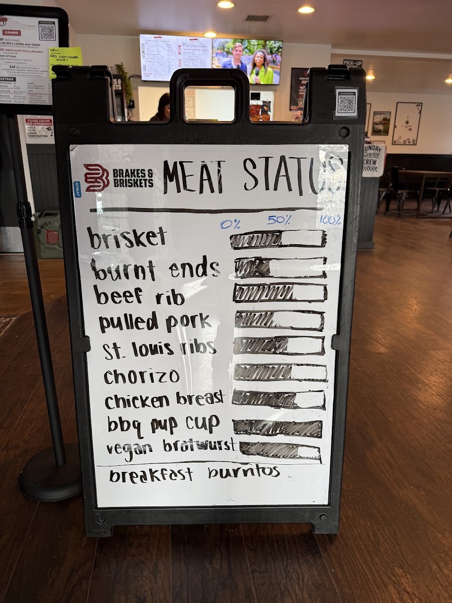 Brakes & Briskets menu board