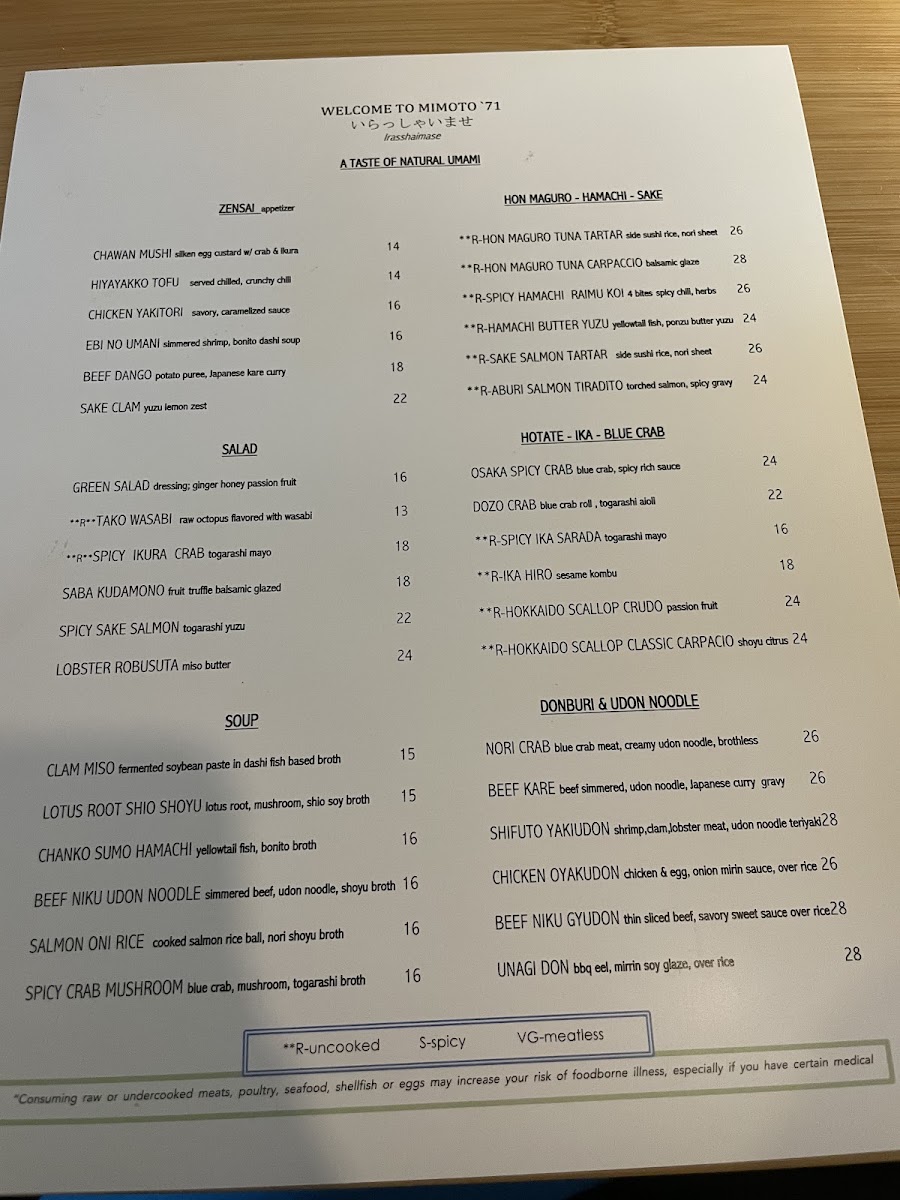 MIMOTO Naples menu board