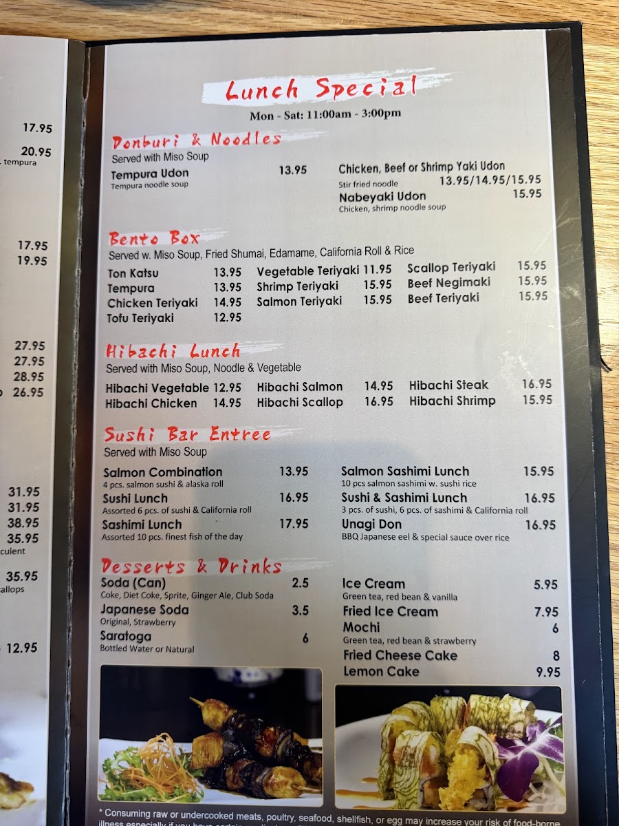 Osaka Sushi menu board